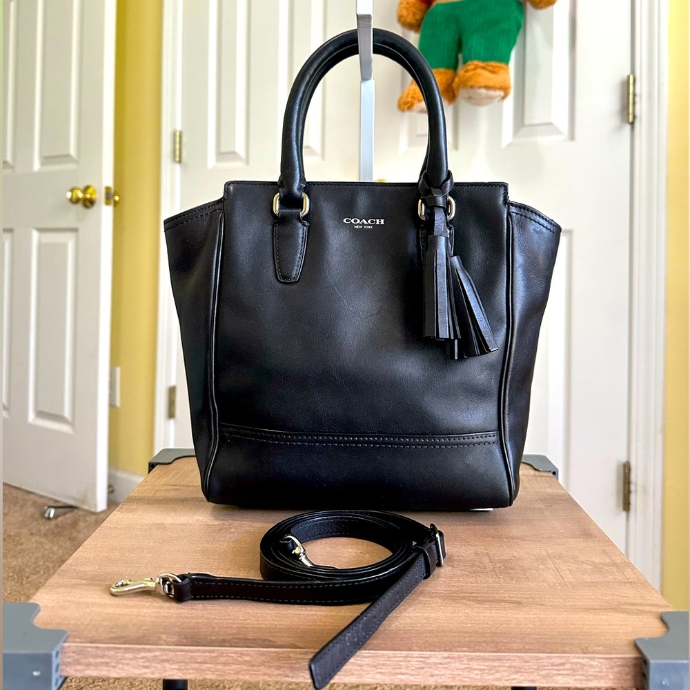 #12. Coach Legacy Smooth Black Leather Tote Bag, Very Good Condition